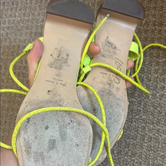 rag & bone Neon Yellow Strappy Sandals - Picture 3 of 3